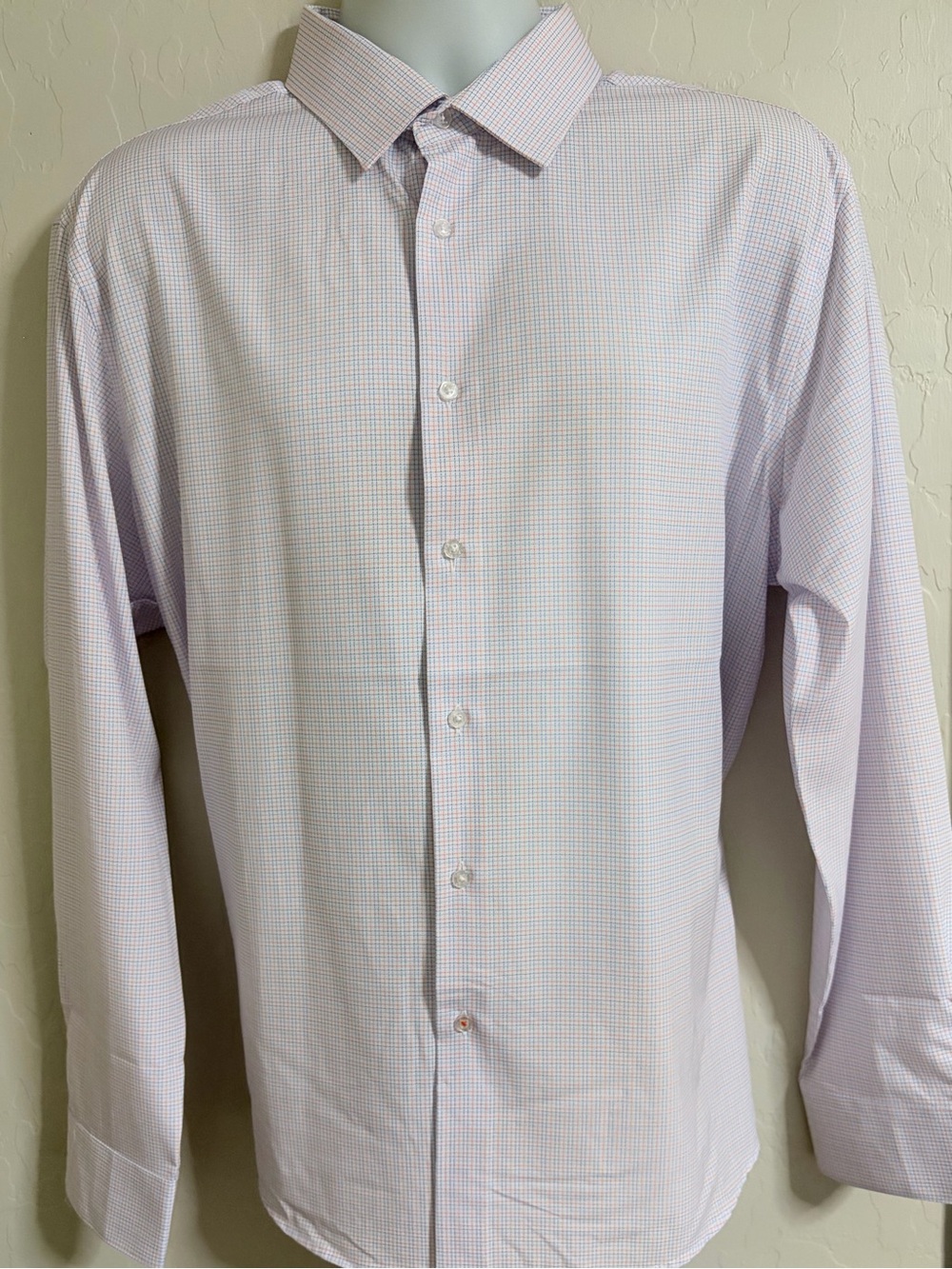 NWOT- Nautica Men's Blue/Orange Micro-Check Dress Shirt
